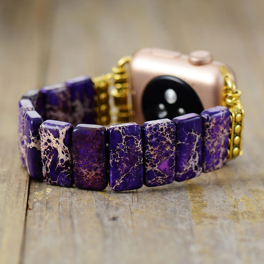 Handmade Elastic Purple Imperial Jasper Apple Watch Bracelet