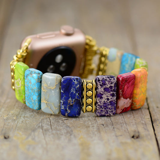Handmade Elastic Chakra Imperial Jasper Apple Watch Bracelet