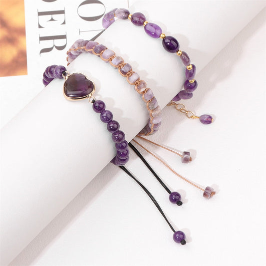 MantraChakra 3 Piece Prehnite Bracelet with a Heart Charm