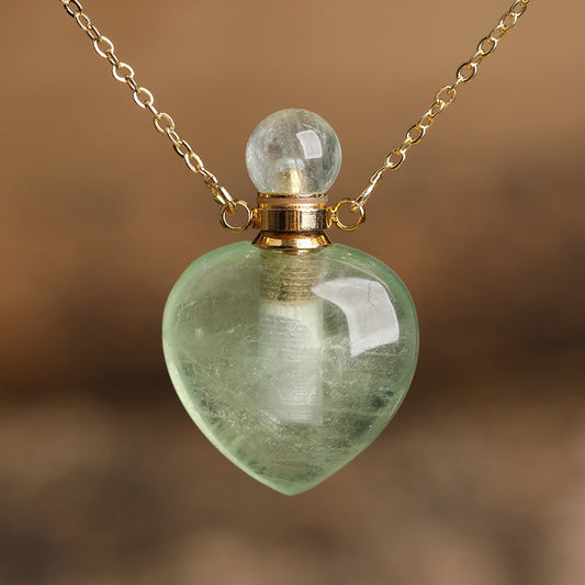 MantraChakra Green Fluorite Crystal Perfume Bottle Necklace