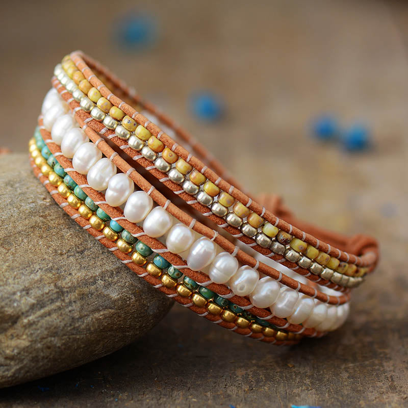 Handmade Fresh Water Pearl Wrap Bracelet