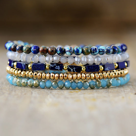 Handmade Hematite and Imperial Jasper Multilayer Wrap - 32.5 Inches