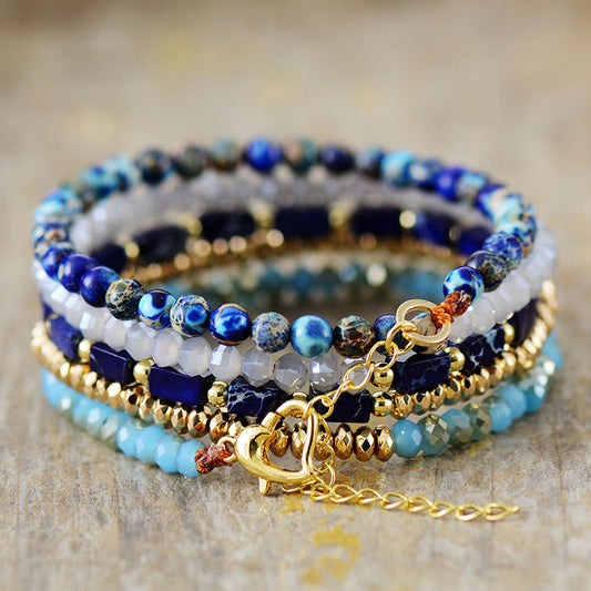 Handmade Hematite and Imperial Jasper Multilayer Wrap - 32.5 Inches