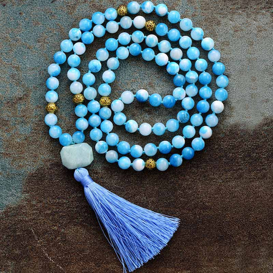 MantraChakra 108 Jade Beads Mala Set with a Necklace and Bracelet