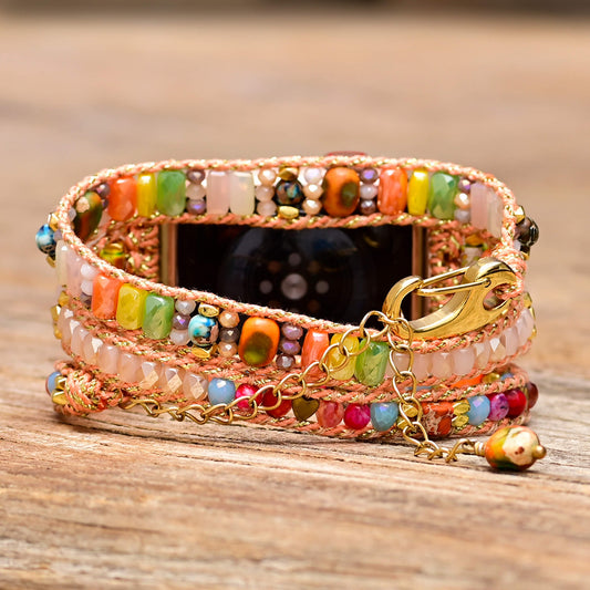 MantraChakra Agates, Emperor Stones and Hematite's Apple Watch Bracelet with Chain