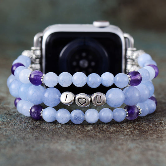 MantraChakra Aquamarine and Charm Apple Watch Bracelet
