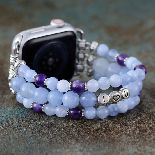 MantraChakra Aquamarine and Charm Apple Watch Bracelet