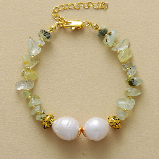 MantraChakra Baroque Pearl and Prehnite Bracelet