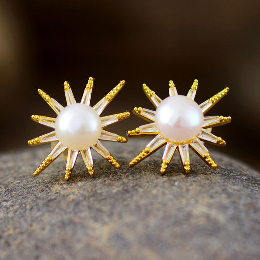 MantraChakra Fresh Water Pearl Star Stud Earrings