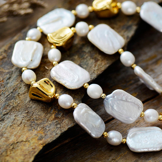 MantraChakra Ivory Freshwater Pearl Choker Charm Necklace