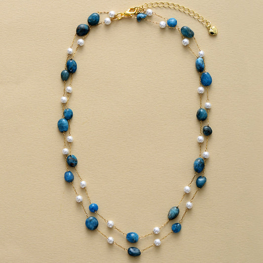 MantraChakra Pearl and Apatite Gold Plated Necklace