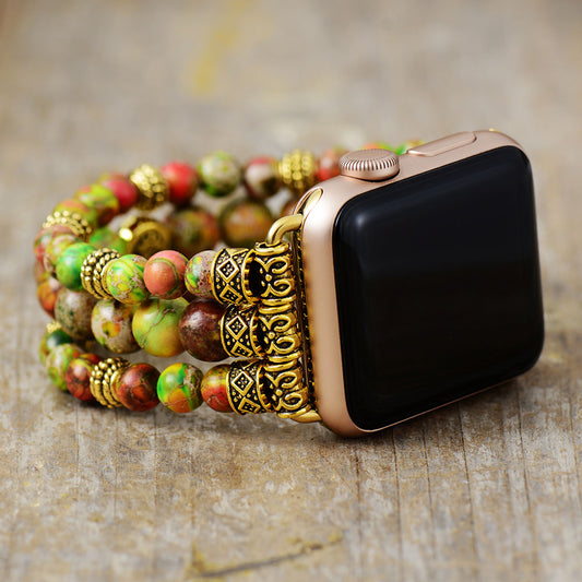 Handmade Green Imperial Jasper Beaded Apple Watch Bracelet