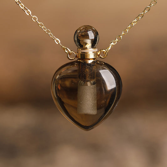 MantraChakra Smokey Quartz Crystal Perfume Bottle Necklace