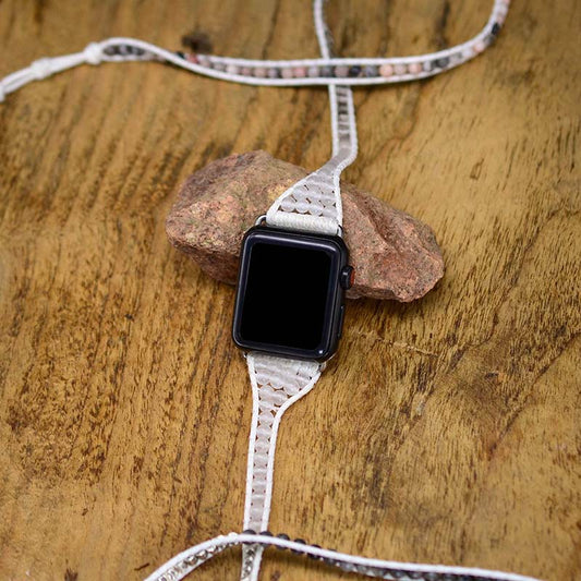 Handmade Agate, Labradorite and Pink Zebra Apple Watch Bracelet