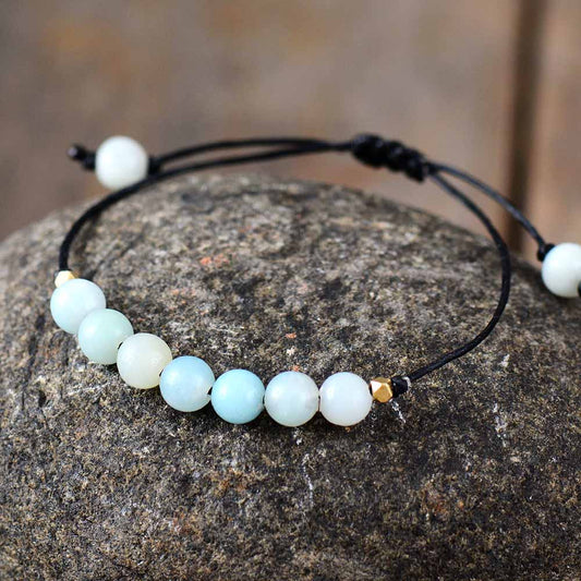 Simple Handmade Amazonite Stone Adjustable Bracelet