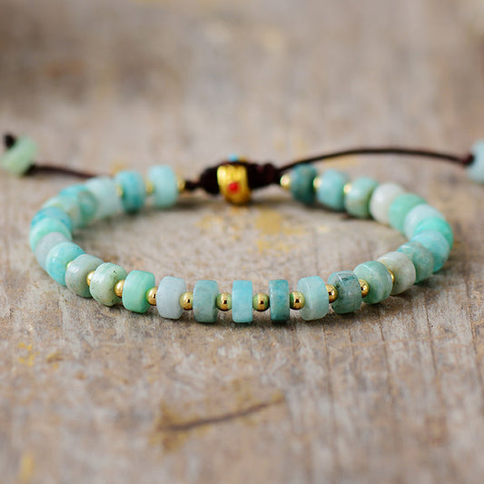 Handmade Luxury Amazonite and Gold Plated Charm Bracelet