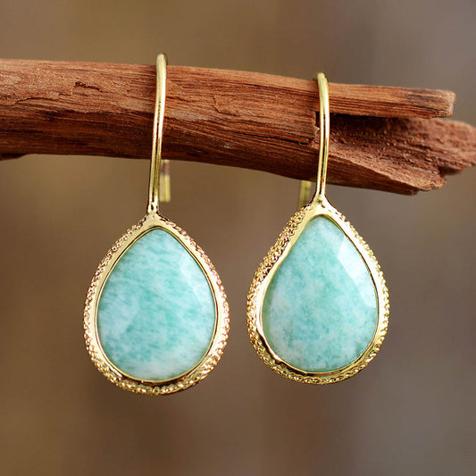 Handmade Amazonite Teardrop Dangle Earrings