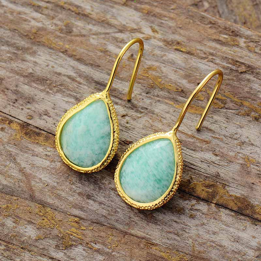 Handmade Amazonite Teardrop Dangle Earrings