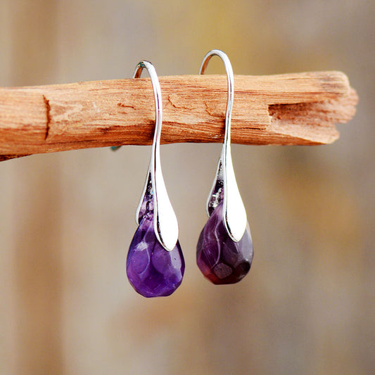 Handmade Amethyst Classic Drop Earrings - Natural Crystals