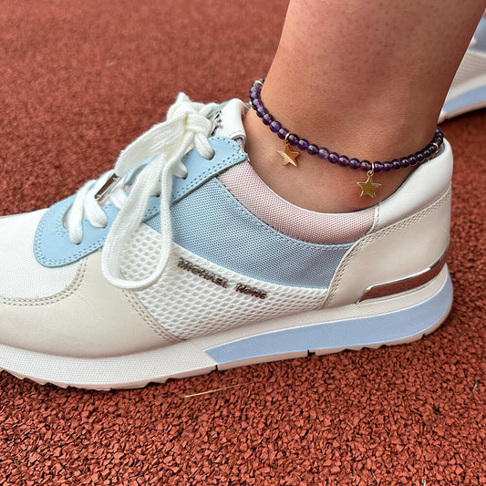 MantraChakra Amethyst & Heart Charm Anklet