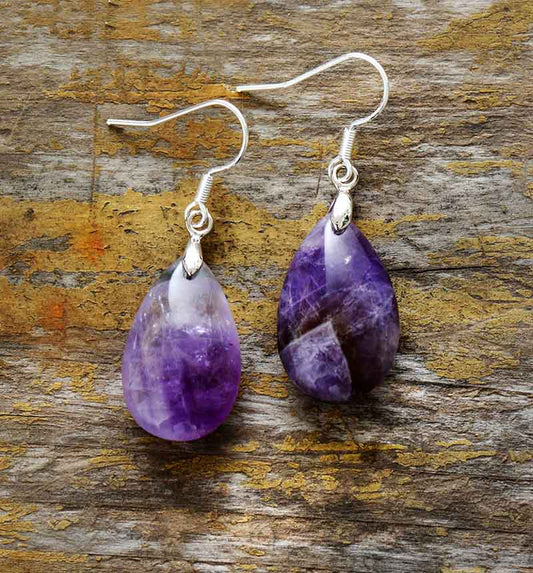 Handmade Amethyst Teardrop Dangle Earrings