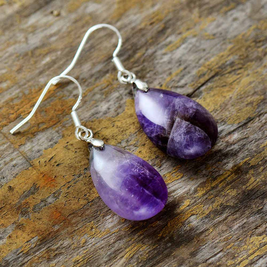 Handmade Amethyst Teardrop Dangle Earrings