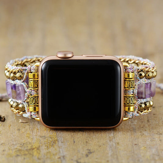 Handmade Amethyst and Hematite Adjustable Apple Watch Bracelet