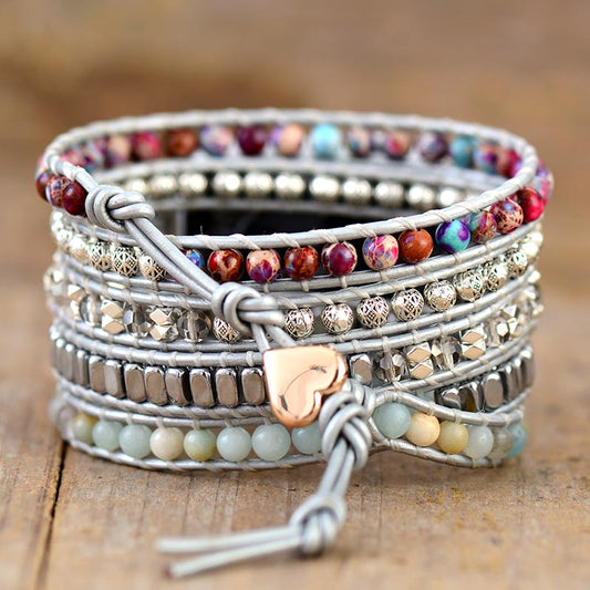 Handmade Natural Jasper and Amazonite Apple Watch Band 5 Wrap 38-45MM Plate