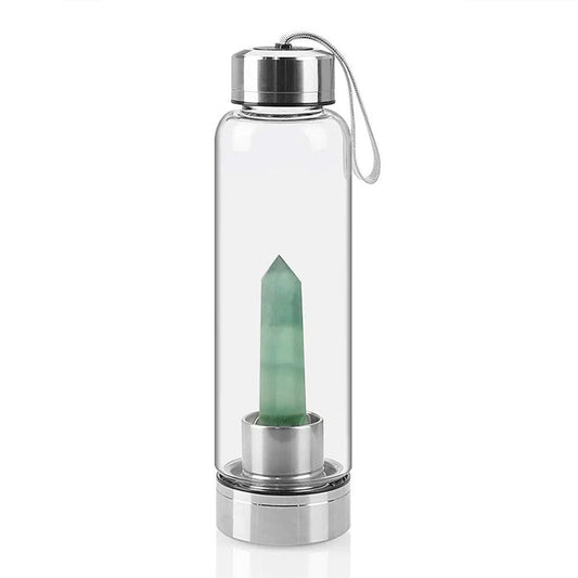 Crystal Infused Water Bottle with Natural Aventurine Stone - Stay Hydrated π§