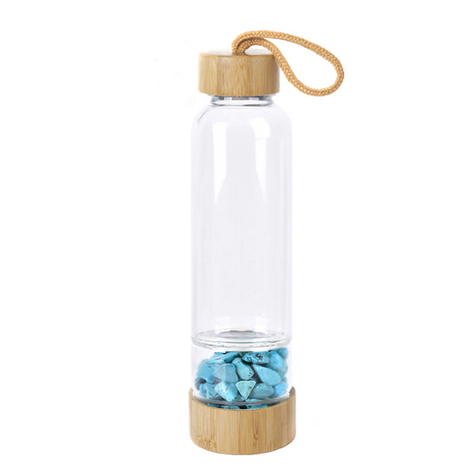 Crystal Infused Bamboo Water Bottle with Turquoise - Stay Hydrated π§