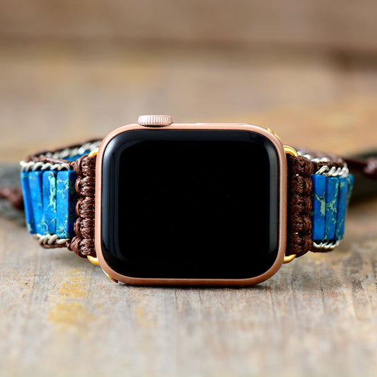 Handmade Blue Jasper Stone Apple Watch Straps 38-45MM