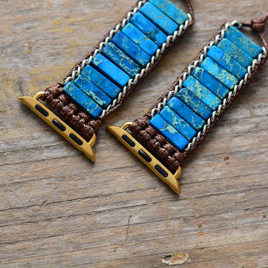 Handmade Blue Jasper Stone Apple Watch Straps 38-45MM