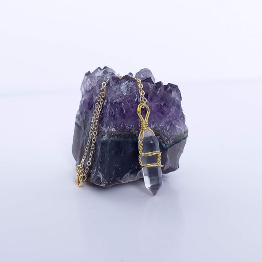 Clear Quartz Natural Healing Stone Pendant Necklace