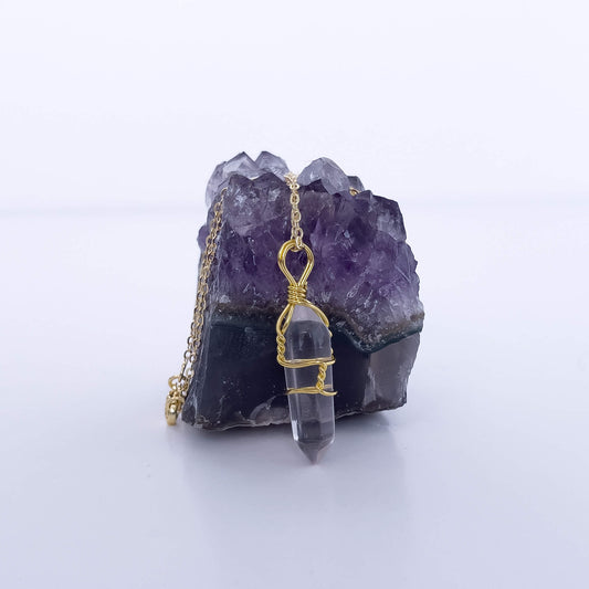 Clear Quartz Natural Healing Stone Pendant Necklace
