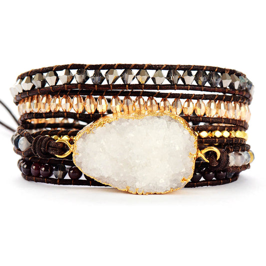 Handmade Natural Druzy 5 Layers Wrap Bracelet