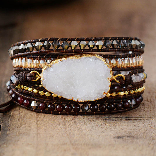 Handmade Natural Druzy 5 Layers Wrap Bracelet