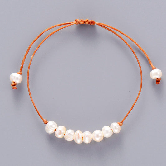 Handmade Natural Fresh Water Pearl Adjustable String Bracelet