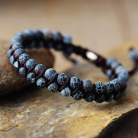Handmade Frosted Black Onyx Braided Bracelet