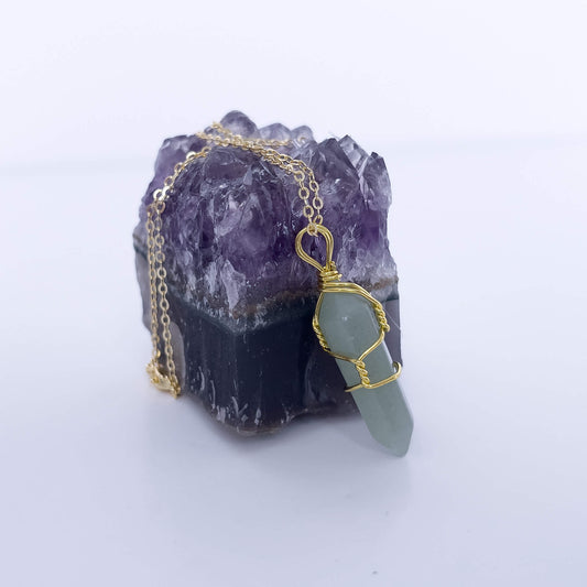 Green Aventurine Natural Healing Stone Pendant Necklace