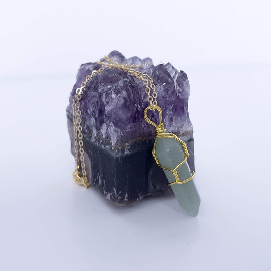 Green Aventurine Natural Healing Stone Pendant Necklace
