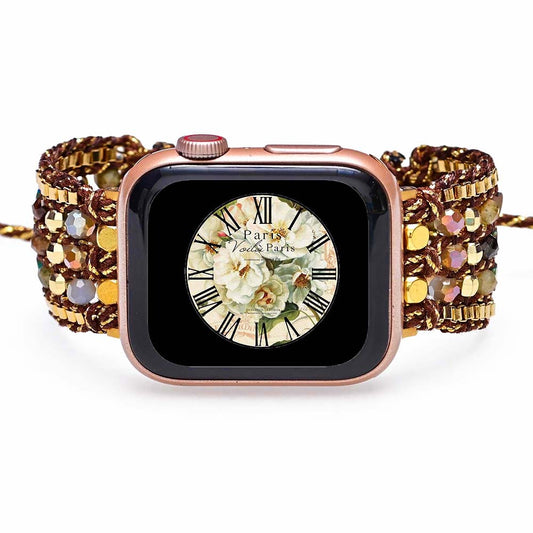 Handmade Green Garnet and Hermitate Apple Watch Bracelet with Wax Rope