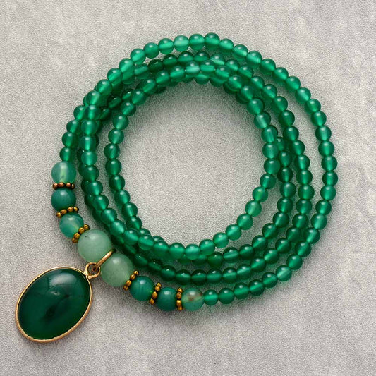 Handmade Green Onyx Pendant Necklace / Bracelet Wrap