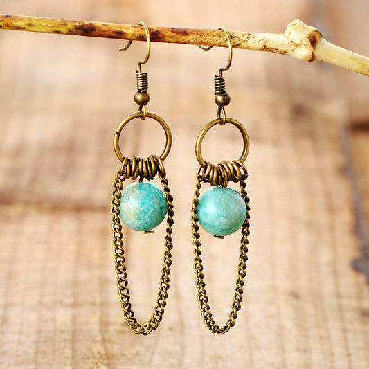 Handmade Amazonite Chain Earrings
