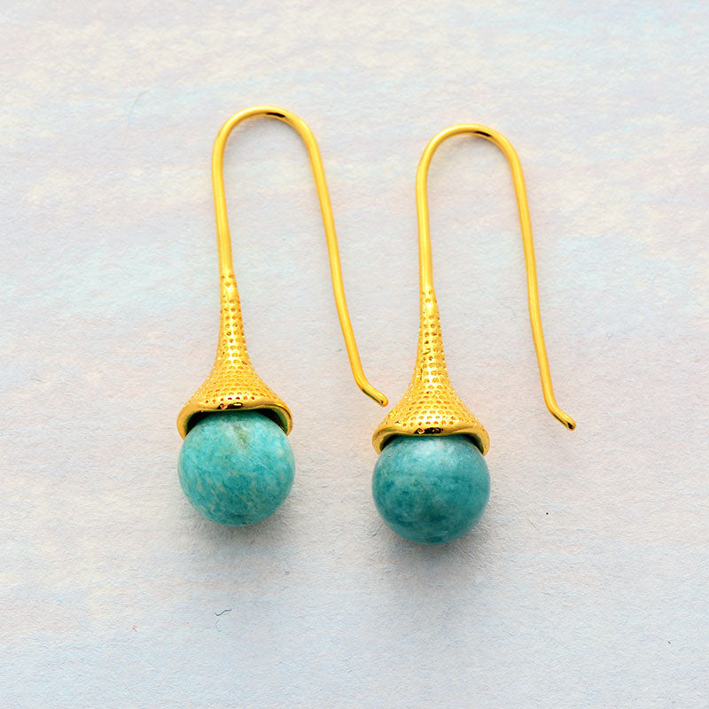 Handmade Amazonite Flower Drop Earrings