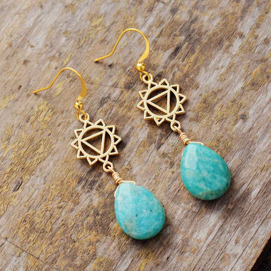 Handmade Amazonite Spiritual Dangle Earrings