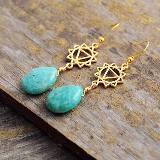 Handmade Amazonite Spiritual Dangle Earrings