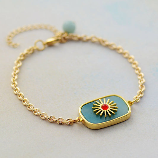 Handmade Amazonite Sun Charm Bracelet