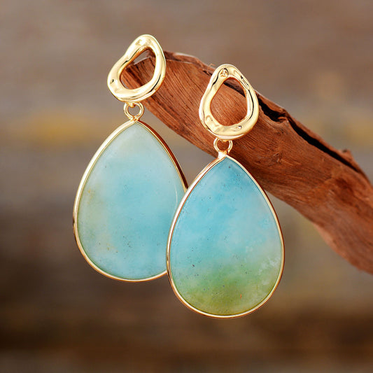 Handmade Amazonite Teardrop Stud Earrings