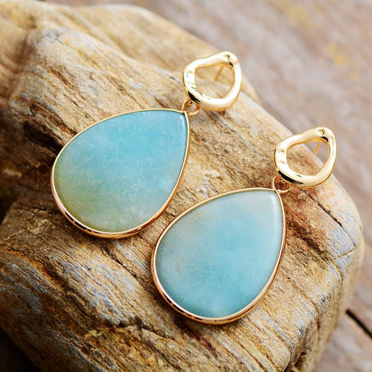 Handmade Amazonite Teardrop Stud Earrings