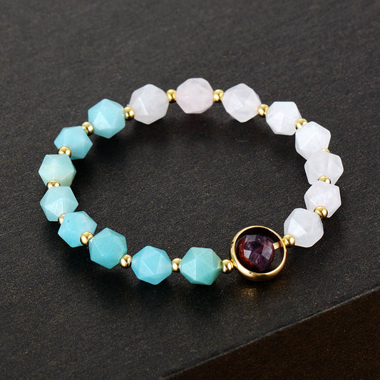 Handmade Amazonite and Rose Quartz Elastic Love Bracelet